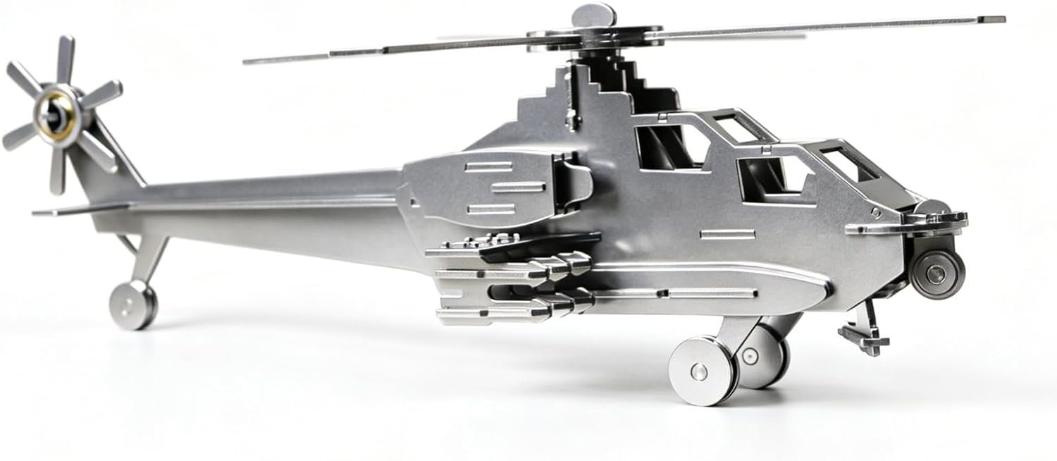 Helicopter Figurine of 304 Stainless Steel , Rotating Metal Desk Decor - Image 2