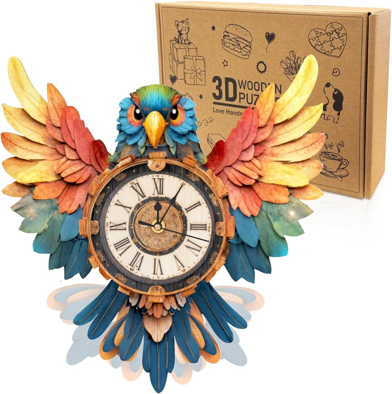 3D Wooden Puzzles for Adults-Bulldog Clock Puzzle-Adult Crafts - Image 6