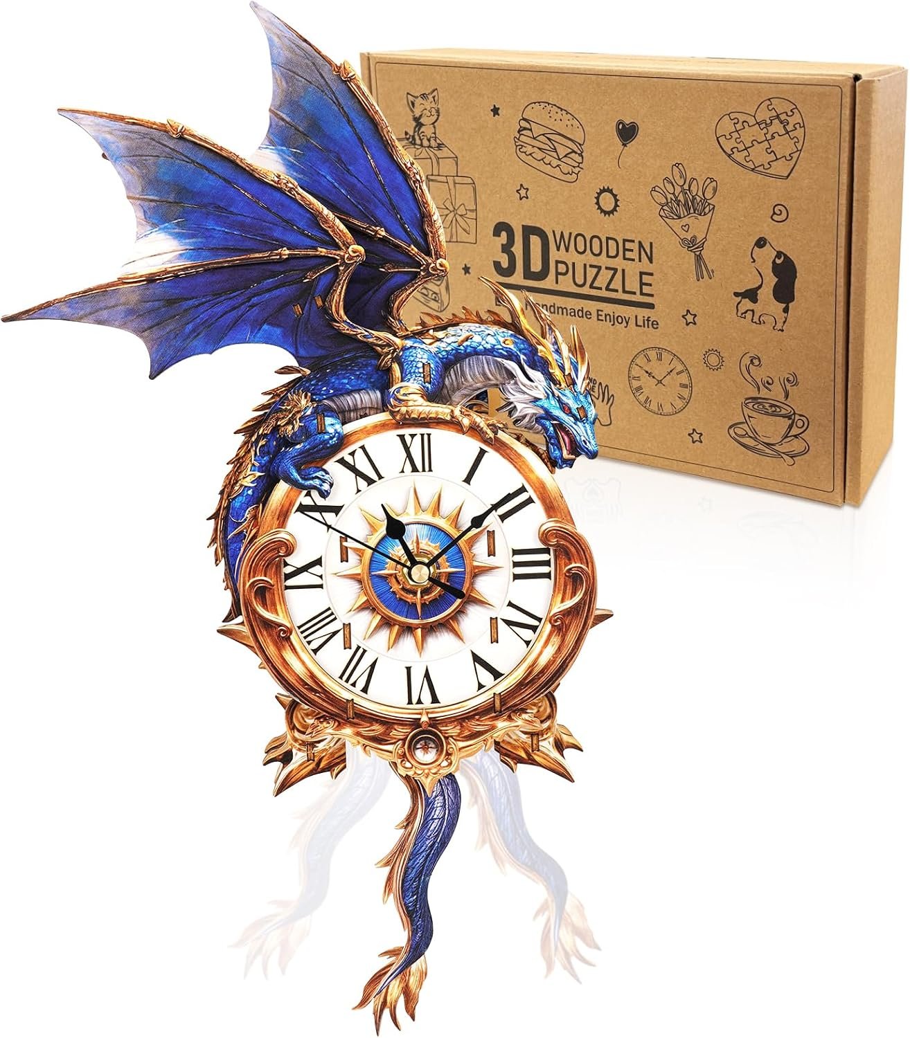 3D Wooden Puzzles for Adults-Bulldog Clock Puzzle-Adult Crafts - Image 5