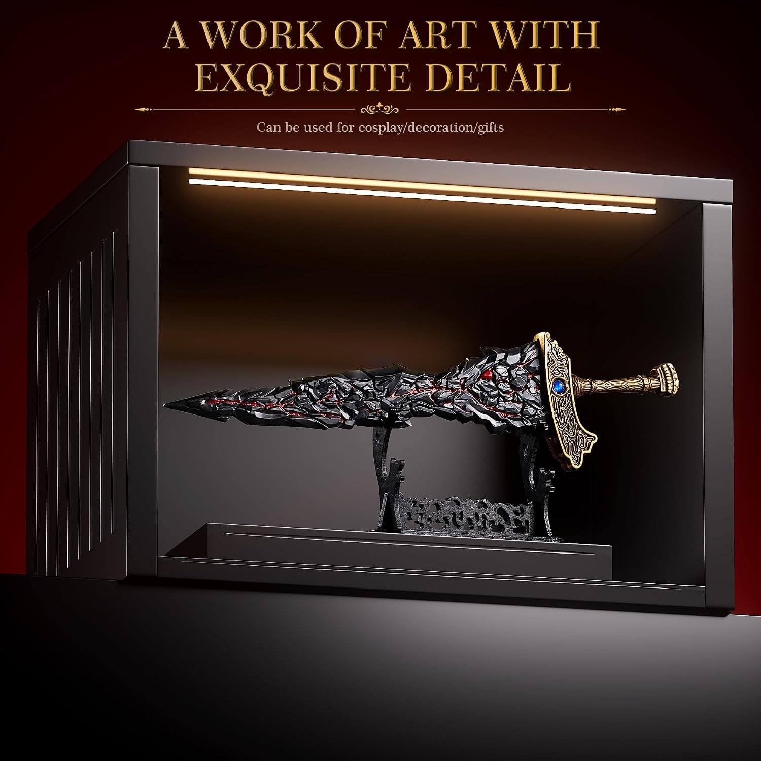 RACEROCKET Eldens Rings Maliketh's Black Blade Sword Model – 11.8-Inch Metal Craft Sword, Peripheral Prop with Display Stand, Action Figure Collectible Toy, Desk Decor, Gift - Image 6