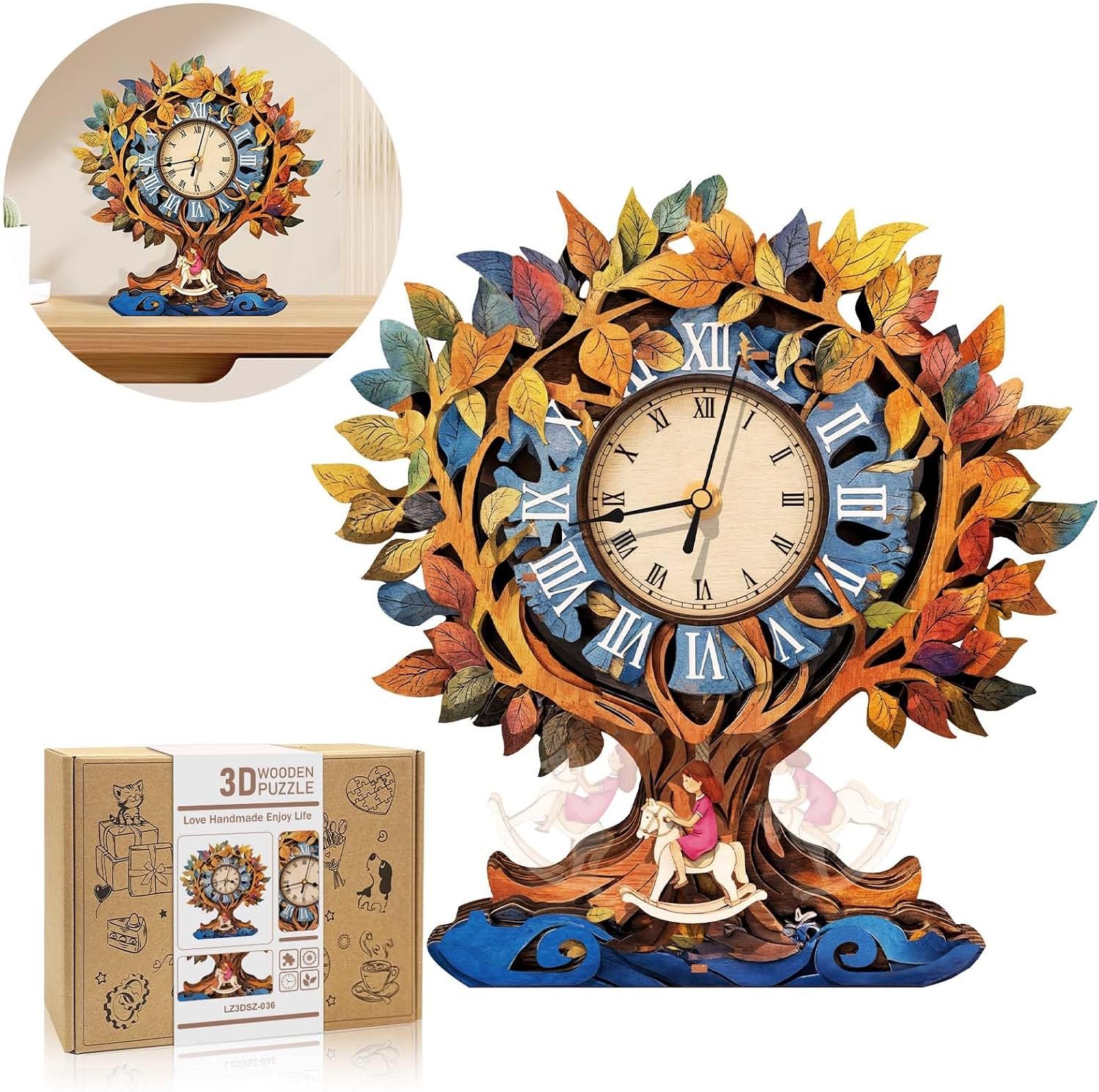 3D Wooden Puzzles for Adults-Bulldog Clock Puzzle-Adult Crafts - Image 3