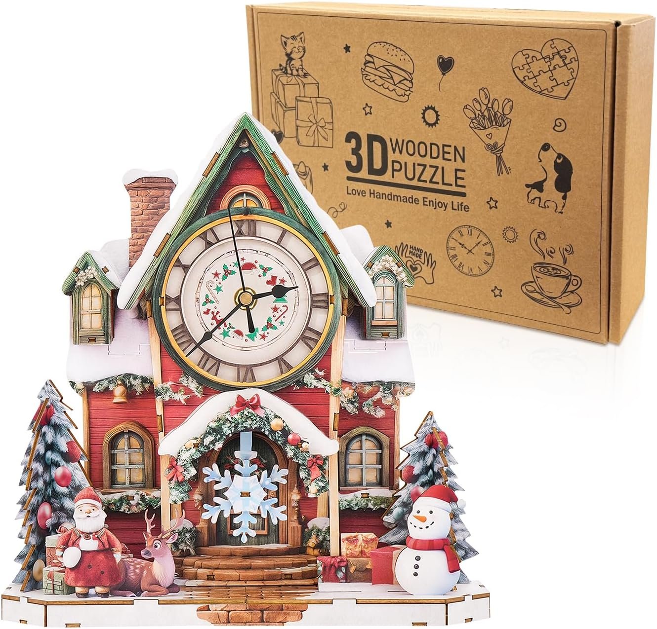 3D Wooden Puzzles for Adults-Bulldog Clock Puzzle-Adult Crafts - Image 9