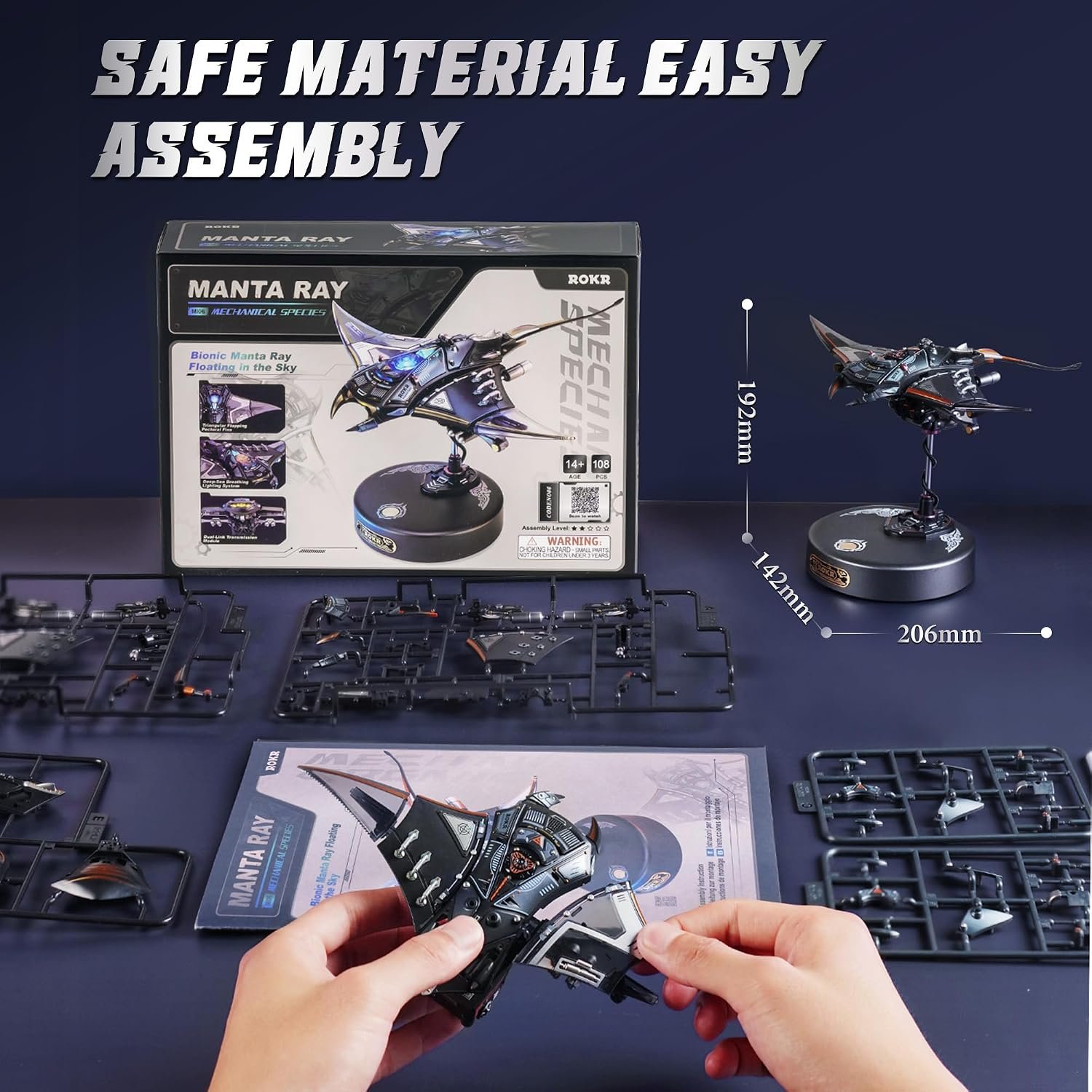 3D Metal Puzzles for Adults, Manta Ray Mechanical, 3D Metal Model Kits for Adults to Build, Unique Electric Mechanical Toy - Image 7