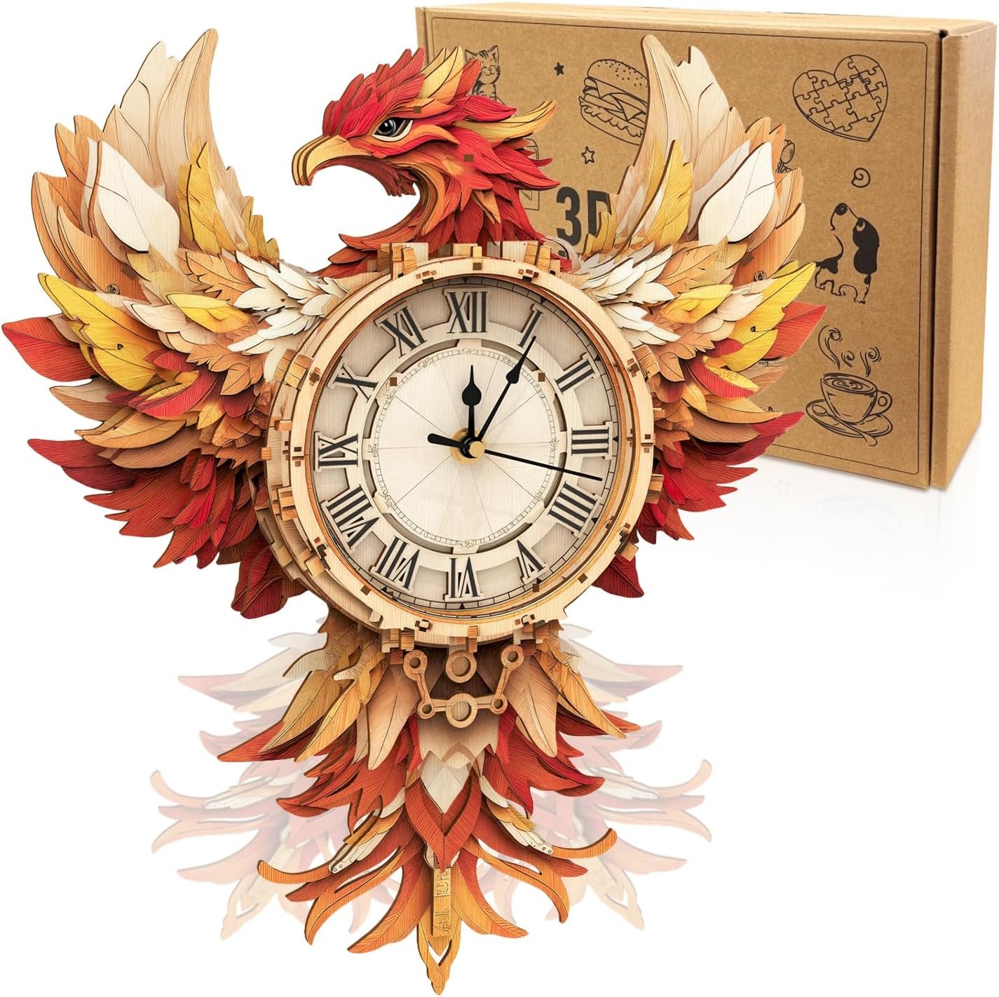 3D Wooden Puzzles for Adults-Bulldog Clock Puzzle-Adult Crafts - Image 11