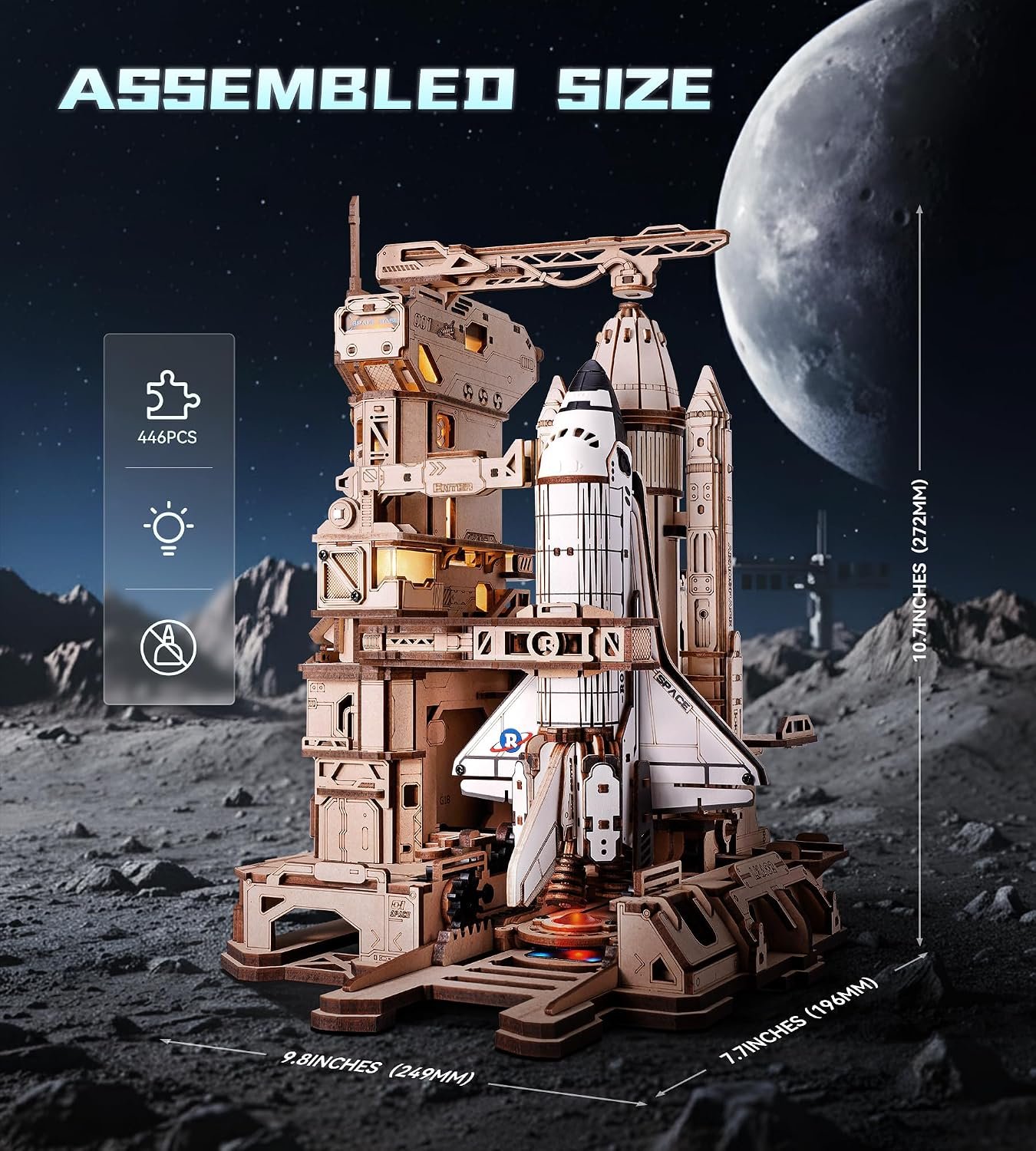 3D Wooden Puzzles for Adults, Space Shuttle Building Sets Model Kits - Image 3
