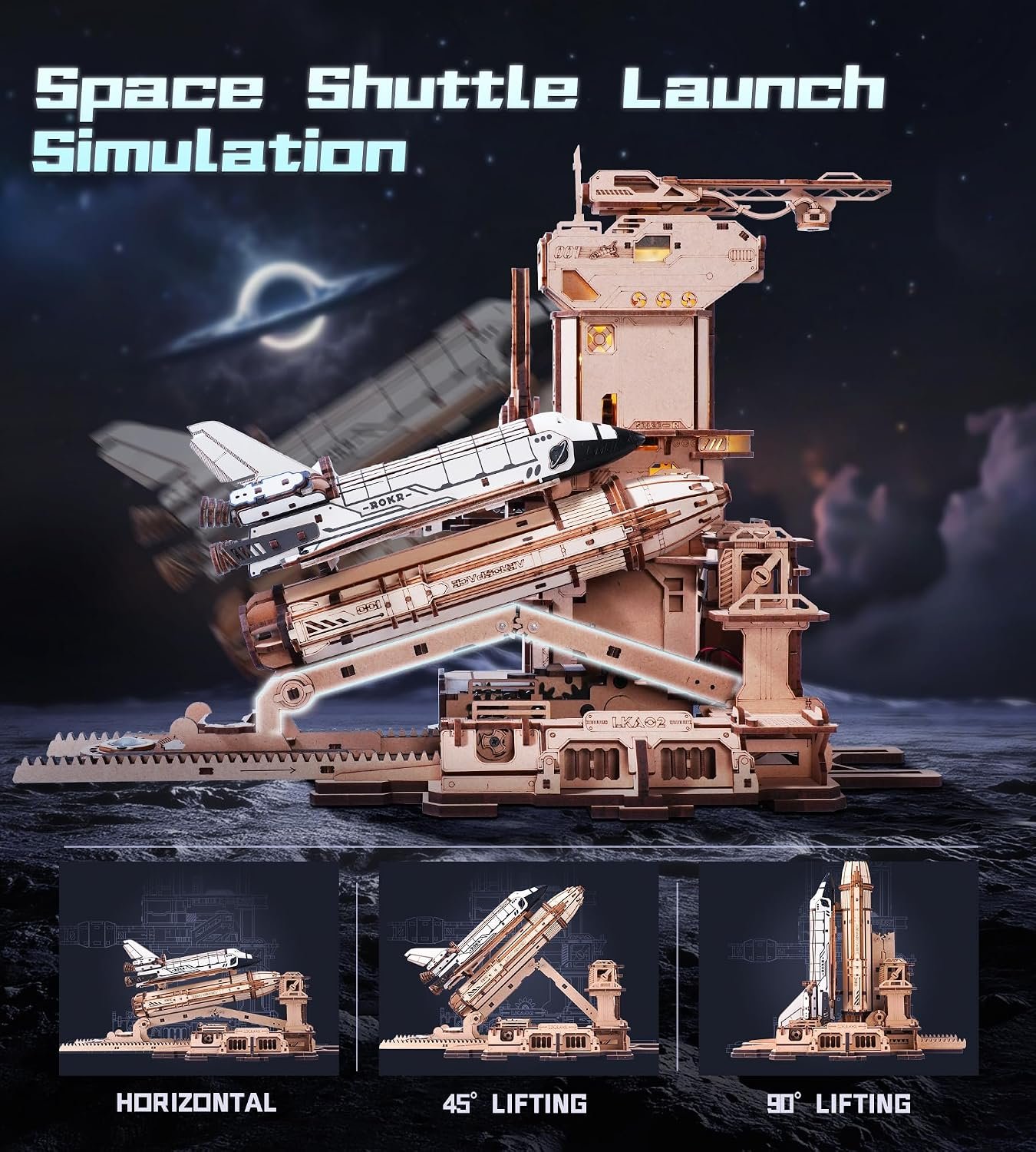 3D Wooden Puzzles for Adults, Space Shuttle Building Sets Model Kits - Image 5