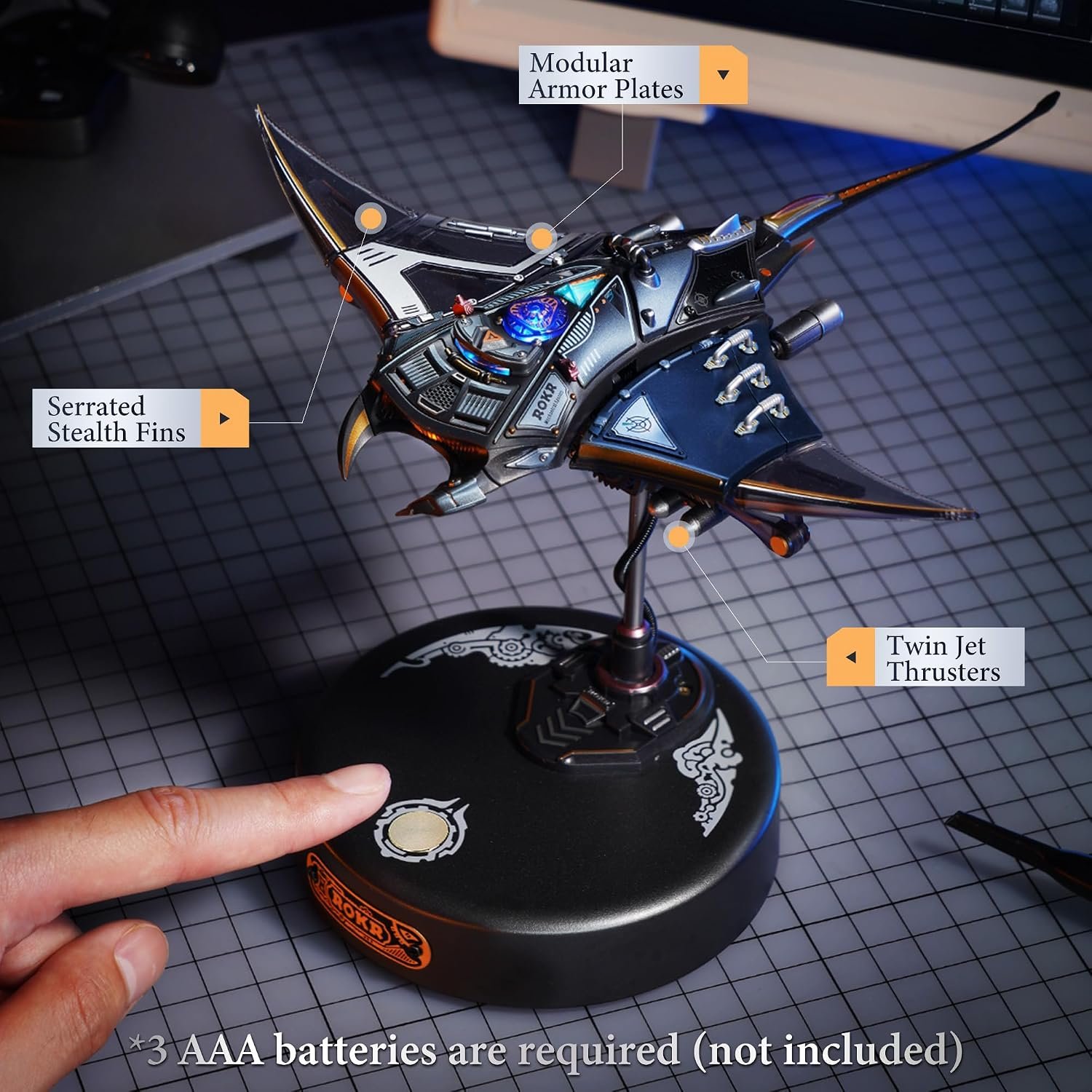 3D Metal Puzzles for Adults, Manta Ray Mechanical, 3D Metal Model Kits for Adults to Build, Unique Electric Mechanical Toy - Image 6
