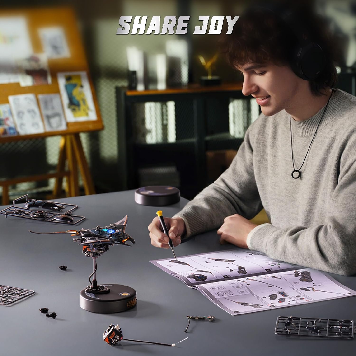 3D Metal Puzzles for Adults, Manta Ray Mechanical, 3D Metal Model Kits for Adults to Build, Unique Electric Mechanical Toy - Image 2