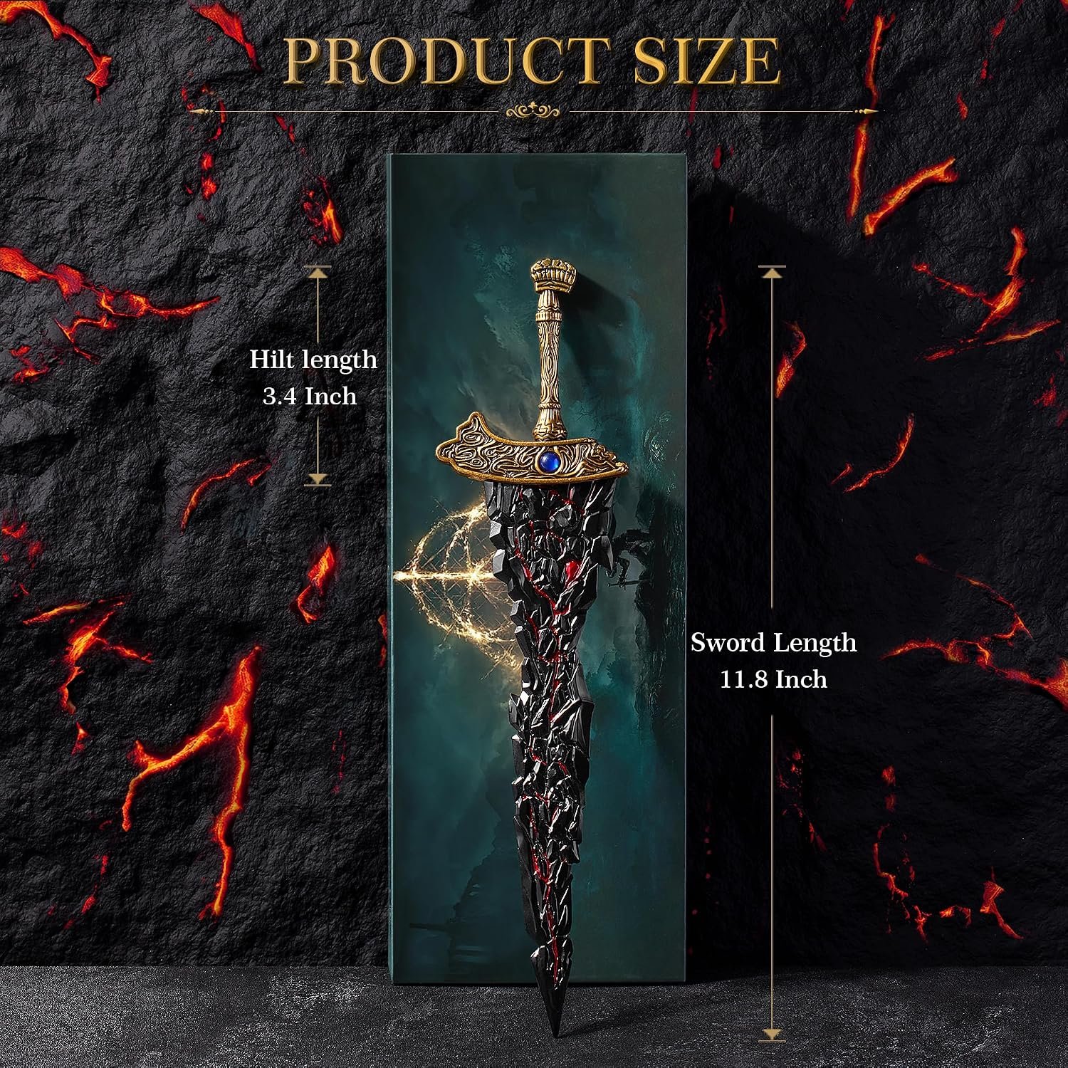 RACEROCKET Eldens Rings Maliketh's Black Blade Sword Model – 11.8-Inch Metal Craft Sword, Peripheral Prop with Display Stand, Action Figure Collectible Toy, Desk Decor, Gift - Image 2